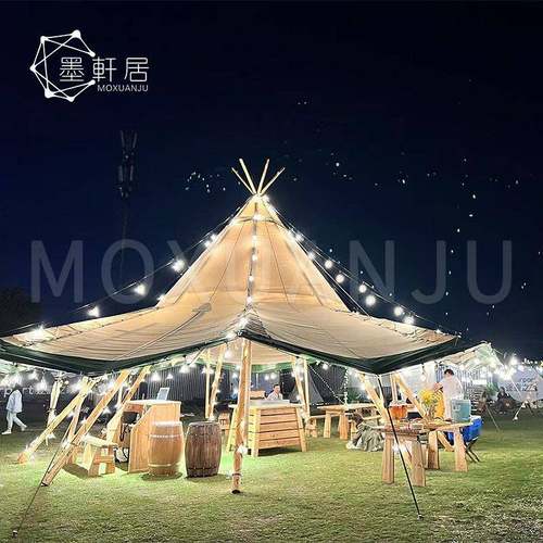 实木防风遮雨tipi帐篷酒店20/28/40/72人户外野奢酒店帐篷