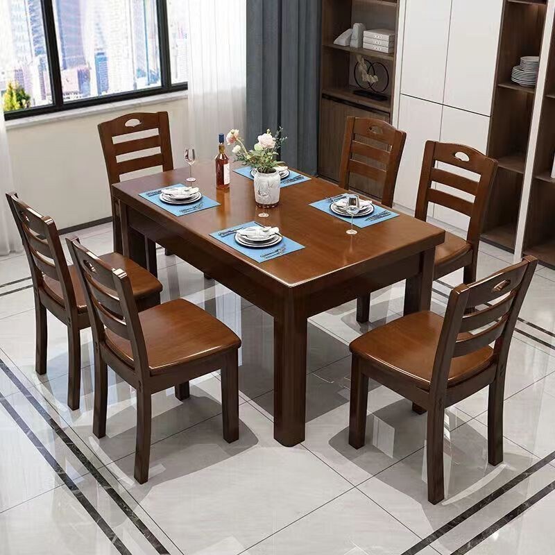 实木餐桌椅组合现代简约长方形方桌中小户型家用饭桌吃饭桌子