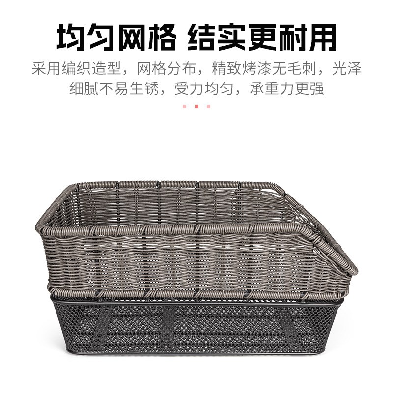 自行车车篮后座车篓子单车加大后座大容量置物筐仿藤编织后车框