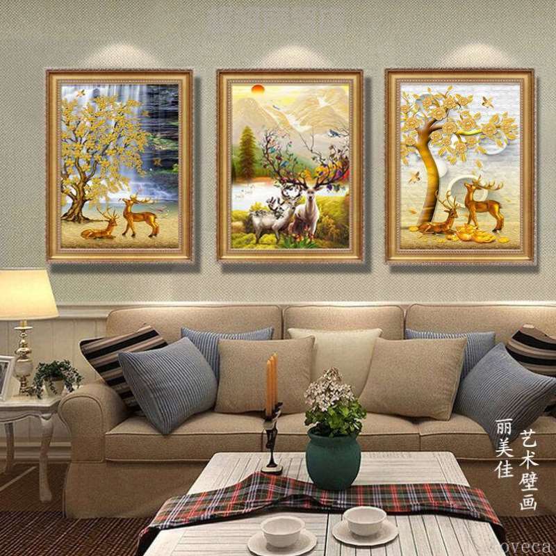 直销客厅装饰画欧式大厅沙发背景画卧室餐厅挂画玄关走廊壁画福鹿图片