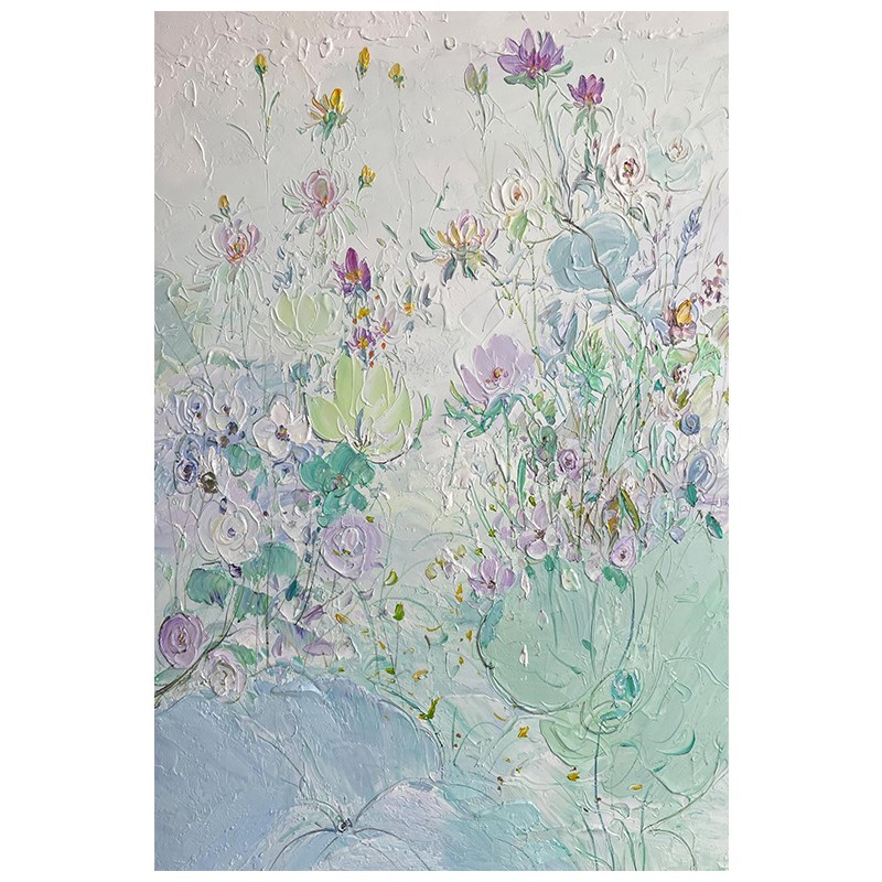 客厅餐桌抽象小众艺术手绘挂画法式奶油风壁画玄关丙烯装饰肌理画图片