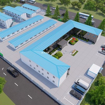 站鸟瞰图制作活动板房棚拌合设计梁场部效果图制作项目钢筋集装箱