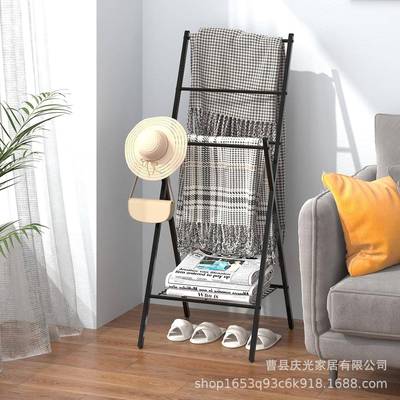 热销落地毛巾架立式免打孔金属轻奢简易浴缸架浴巾架浴室置物架挂