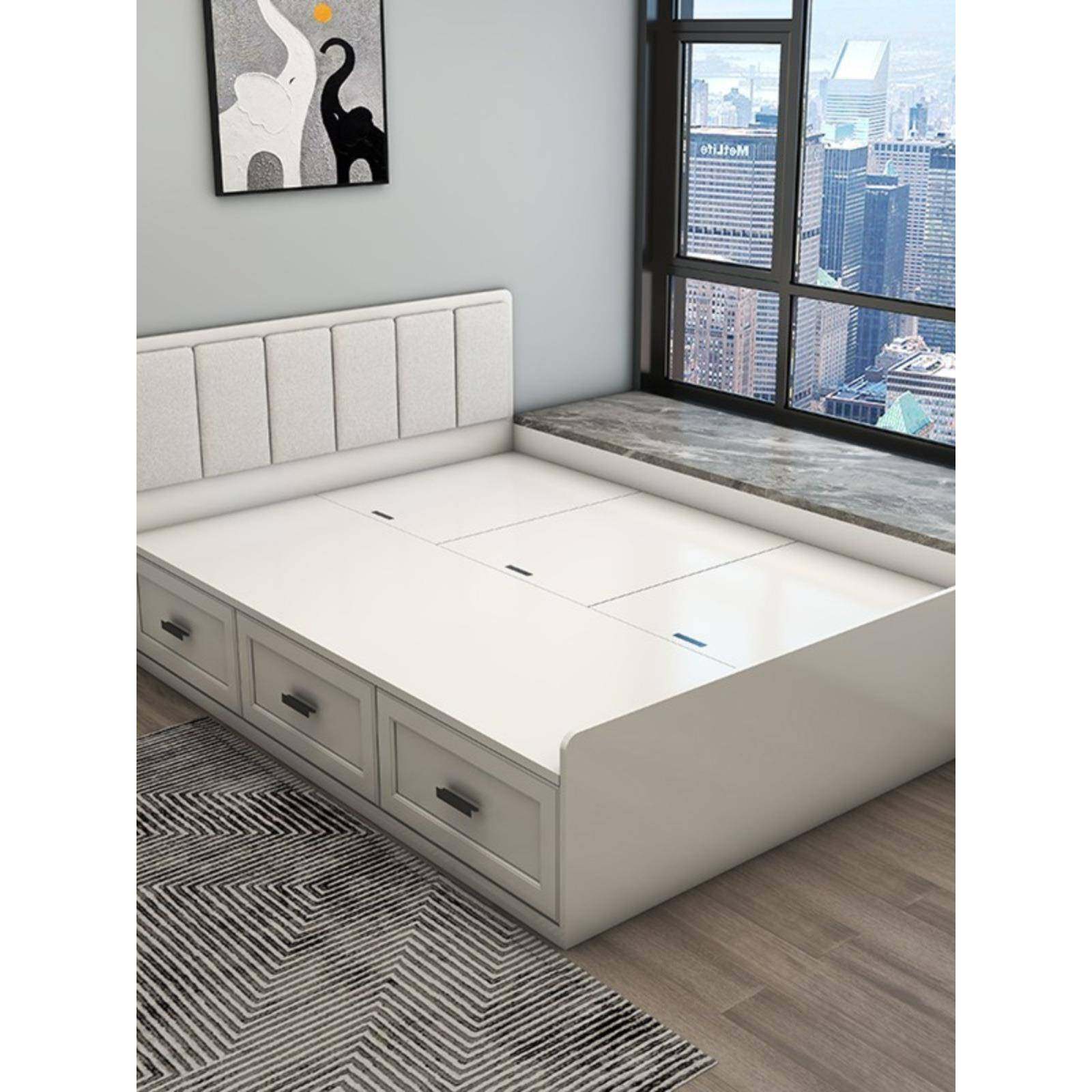 户型小户型实木1抽屉单人小户2床收纳床高空间储简约榻榻米米物箱