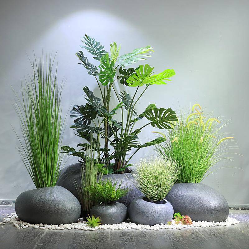 仿真绿植造景组合装饰摆件室内景观仿真假植物假芦苇草蒲公英盆栽