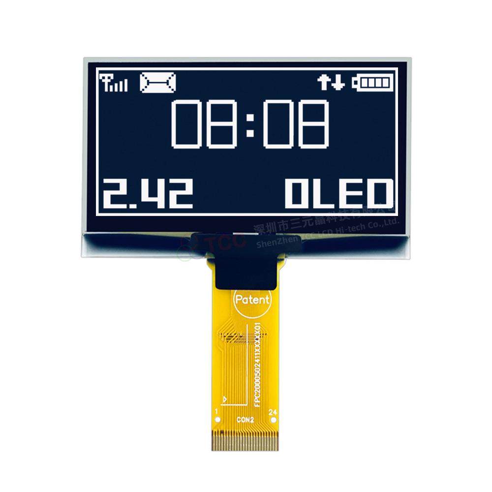 2.42寸oled12864液晶屏SSD1309驱动白色点阵24pin插接oled显示屏