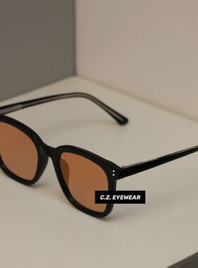 落日色 韩国ins风方形新款墨镜女圆脸显瘦配度数近视太阳眼镜男