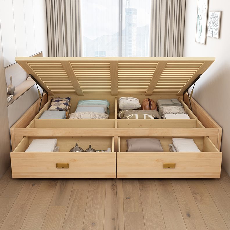 9米无气压边x1储物齐.床头35省空间小户型.1侧榻榻米白色实木床开