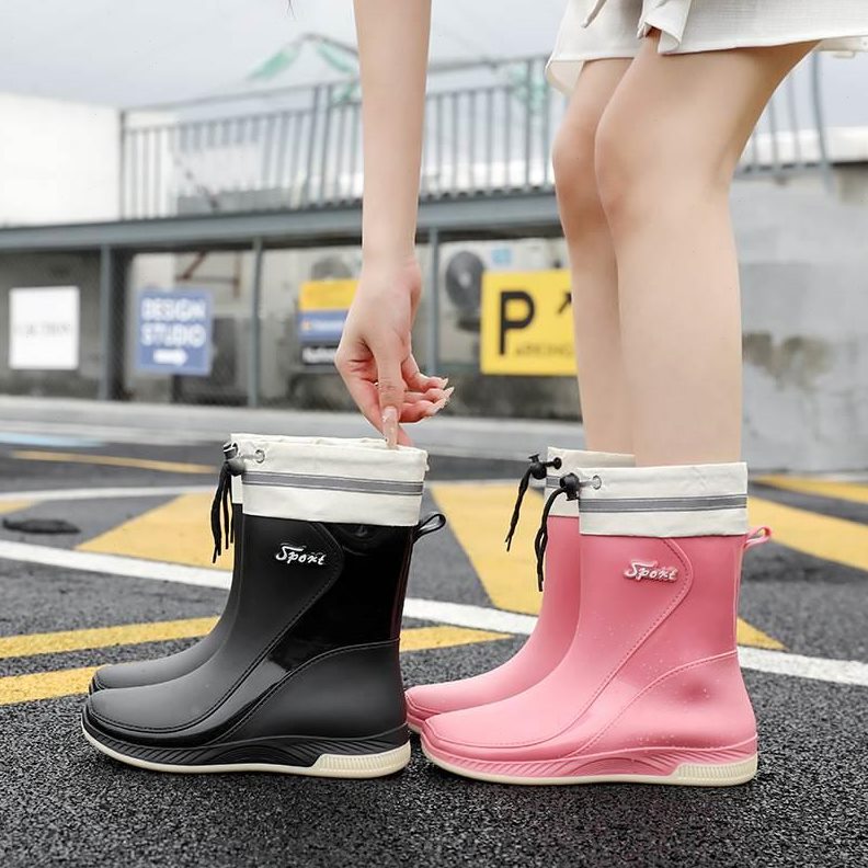 短款中筒保暖成人时尚雨靴学生胶鞋防滑水鞋女士加绒雨鞋雨鞋水靴