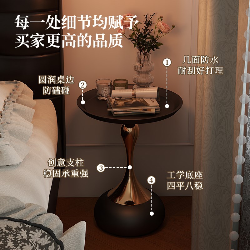 复古床头边几小茶几客厅家用沙发边柜卧室床头柜置物架迷你小桌子