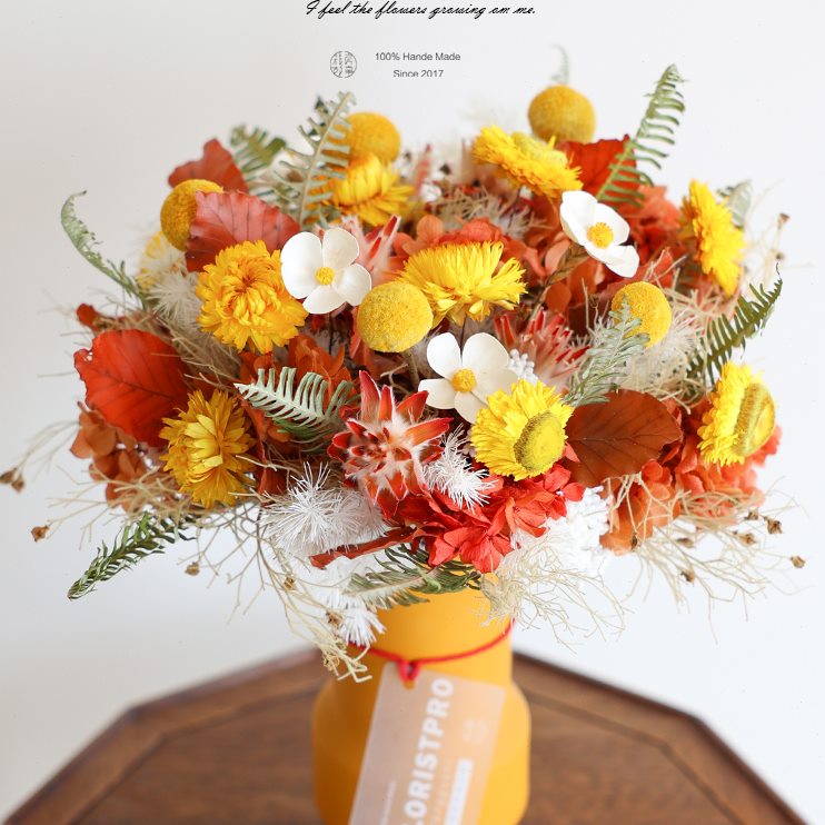 插花干ins瓶燥明天然小清新店家居家庭花束成品室内门黄装饰摆件