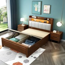 米气压二儿童单人床一床1351米储物高箱抽屉51.2米宽CM实木床成人
