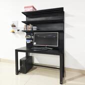 9U220黑色五金书架少女电竞洞洞板台式 电脑书桌书架一体桌桌搭实