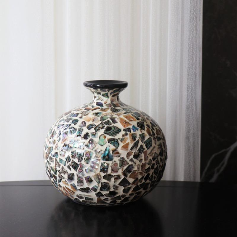 越南天然贝壳花瓶摆件北欧客厅干花饰品创意家居民宿玄关桌面装饰