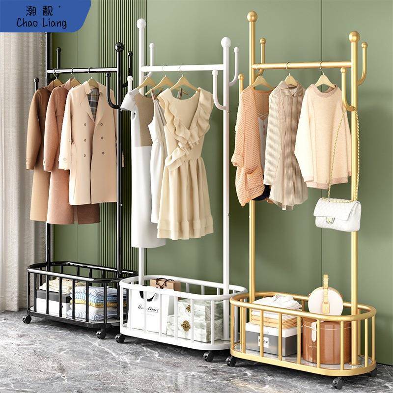 衣架落地卧室挂衣架可移动带轮家用室内网红轻奢晾衣架简易衣包邮