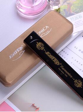 EASTTOP东方鼎22孔复音口琴C调学生成人演奏口琴黑色铜外壳