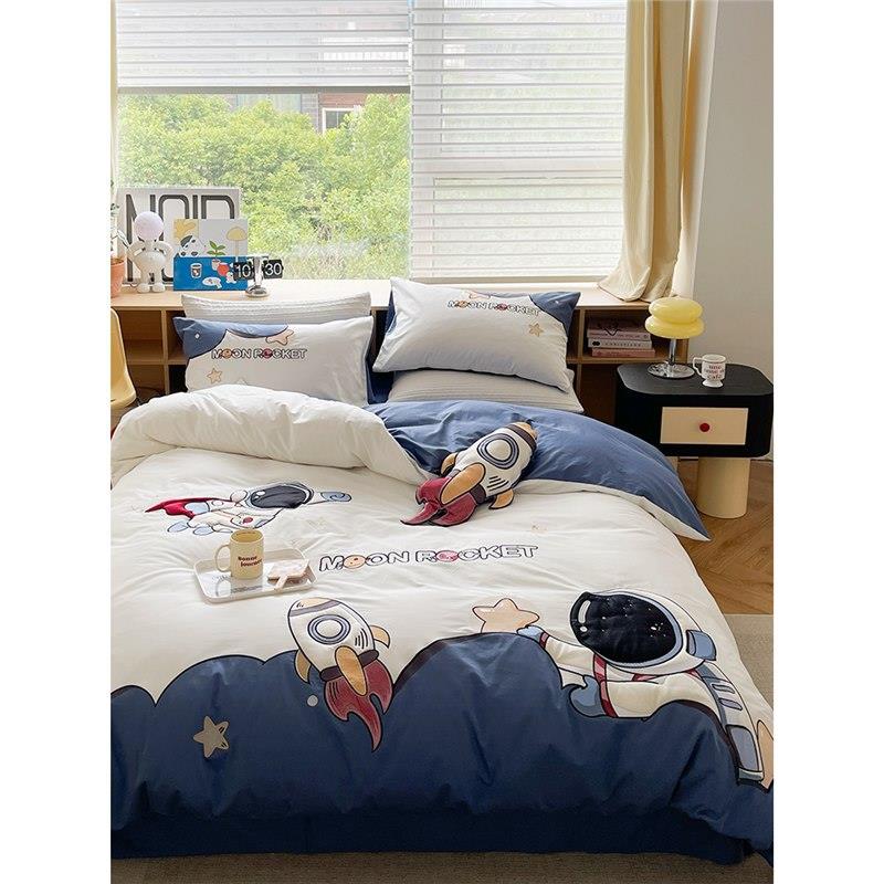 卡通男孩140支澳棉全棉四件套100纯棉儿童被套床单床上用品三件套