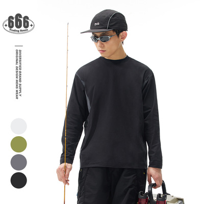 Shibuya Element户外潮流拼色速干长袖T恤男女运动跑步上衣V6241