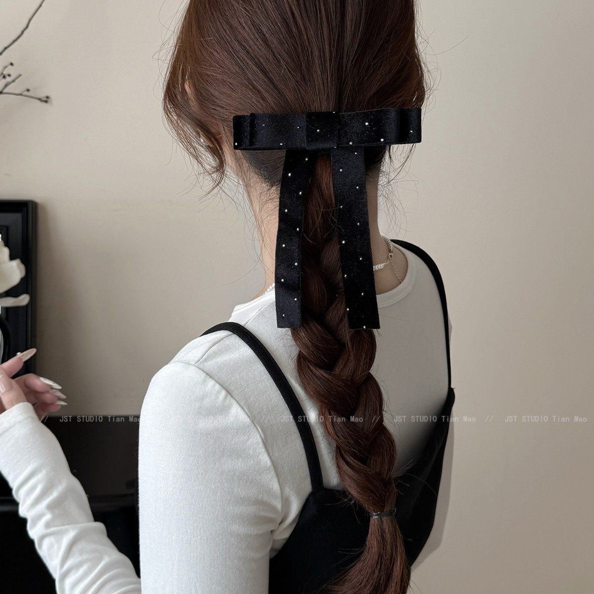 复古丝绒波点蝴蝶结飘带鸭嘴夹发夹女2026新款半扎发顶夹头饰夹子,饰品/流行首饰/时尚饰品新,民族风发饰,淘宝优惠券,粉丝福利购,淘宝优惠卷