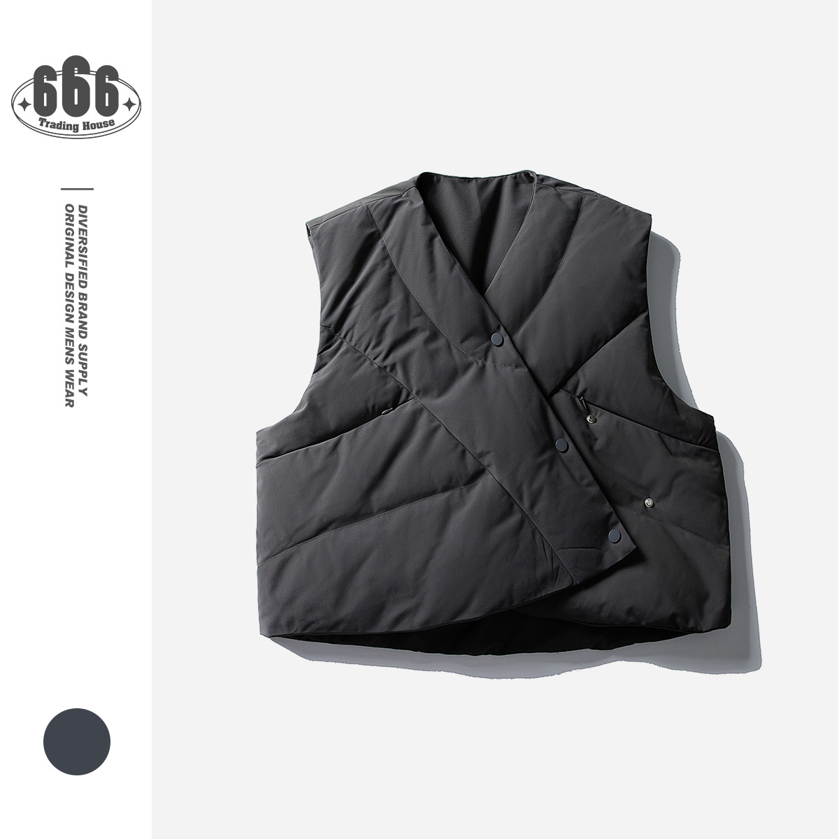 SKRSANYU小众设计感潮牌斜门襟冬季白鸭绒外套男羽绒马甲SYY1030