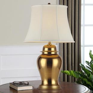 台灯卧室床头灯金色将军罐美式客厅大台灯轻奢风个性创意陶瓷台灯