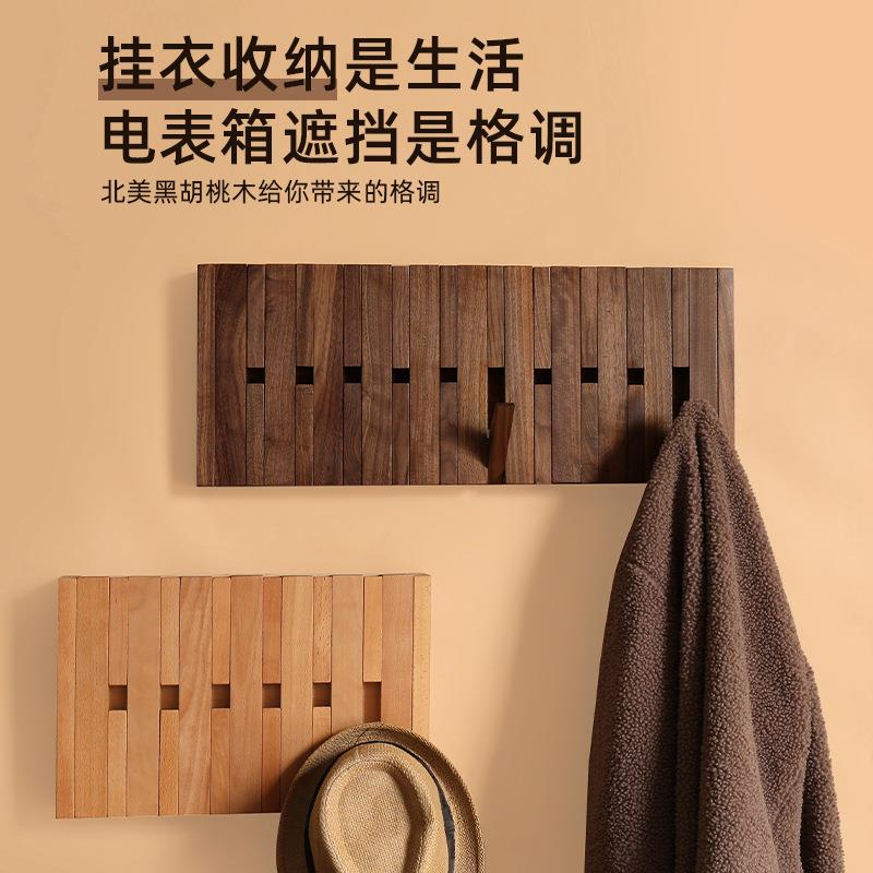 电表箱遮挡装饰置物架实木挂钩多媒体盒电闸箱配电箱装饰画新中式