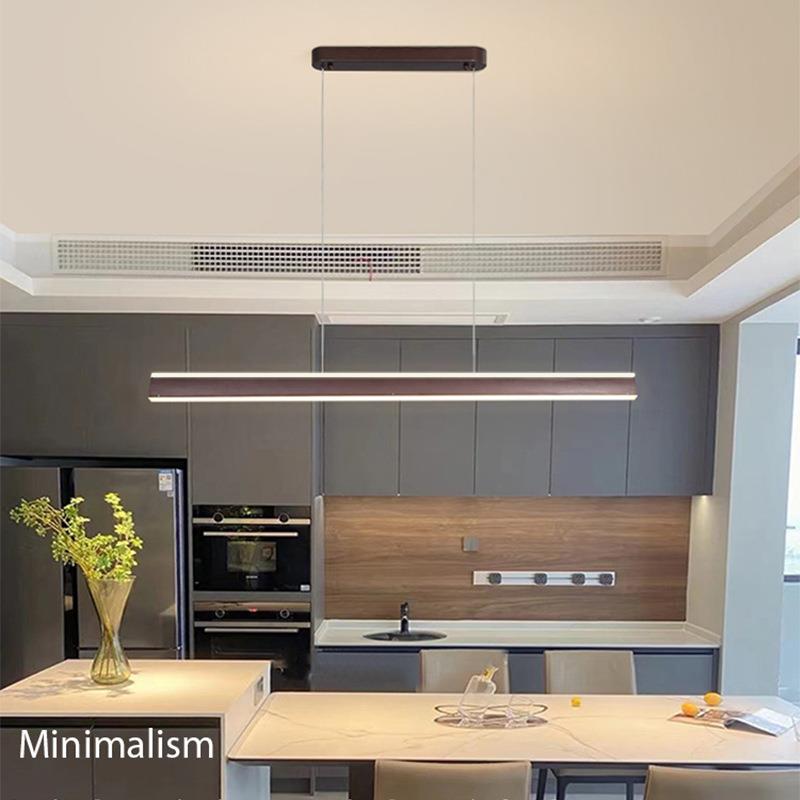 现代简约大气一字餐厅吊灯极简餐桌吧台意式岛台led长条网红灯具