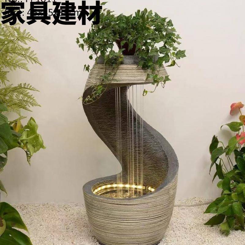 ShJ欧式轻奢流水喷泉现代客厅循环水景装饰品玄关招才落地加湿器