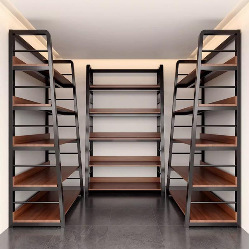 货架多层置物架落地展示架带柜门超市陈列收纳架储物柜子一体靠墙