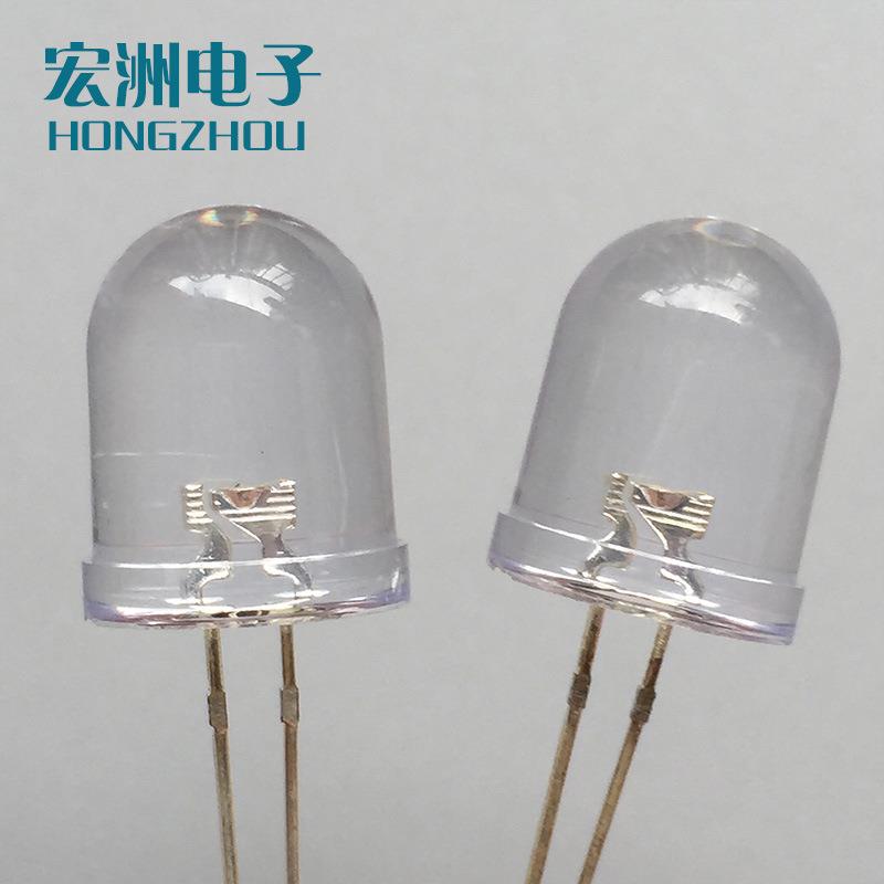 f10高亮白发黄光LED灯珠10MM圆头有边黄灯发光二极管