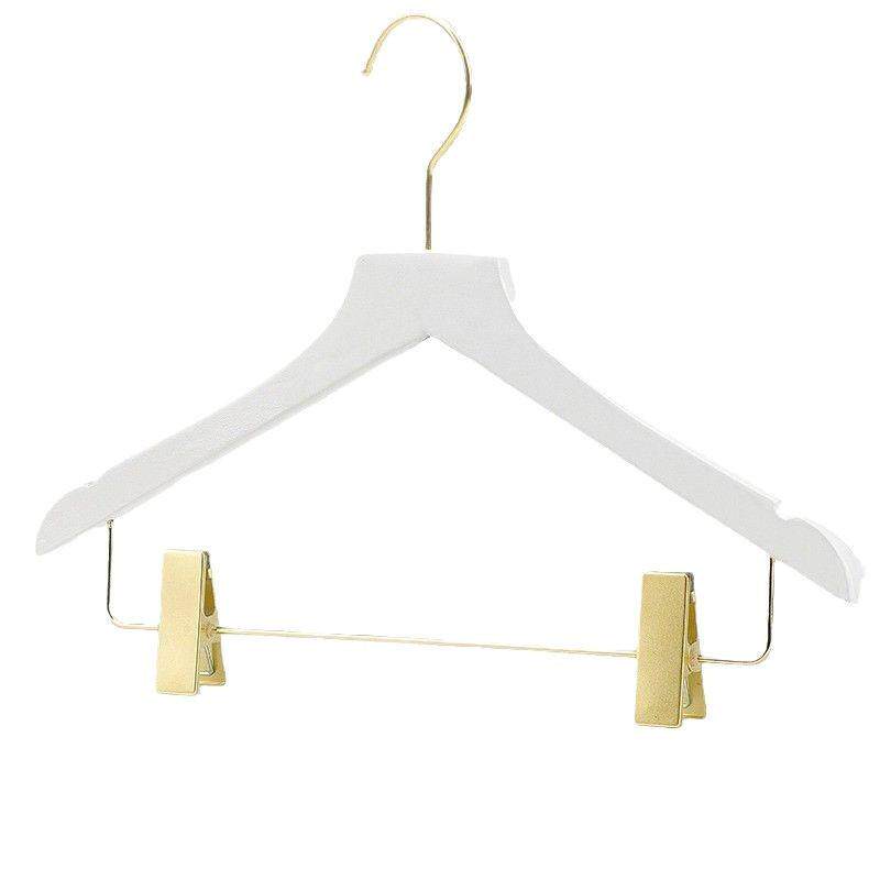 实木衣架服装店专用童装女装店纯白木质衣挂防滑套装一体裤架衣撑
