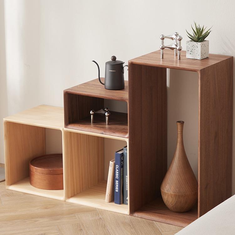 格子柜创意边几角几实木现代简约自由组合书架储物柜方格柜子