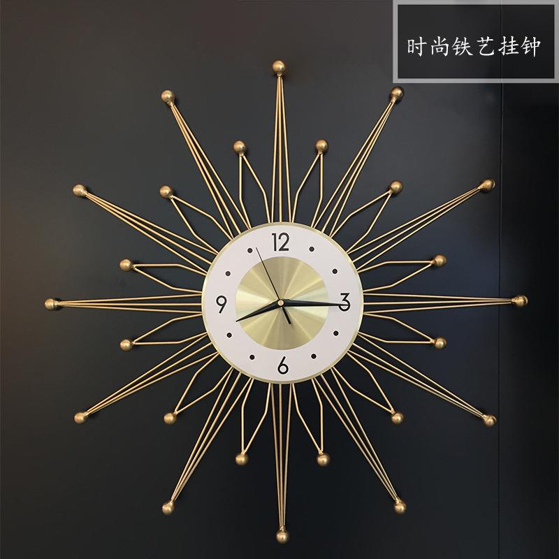 挂墙时钟创意铁艺挂钟时尚简约卧室客厅家用热卖钟表客厅轻奢挂表
