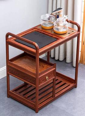 花梨木实木移动茶车茶台烧水壶一体茶盘泡茶简代功夫