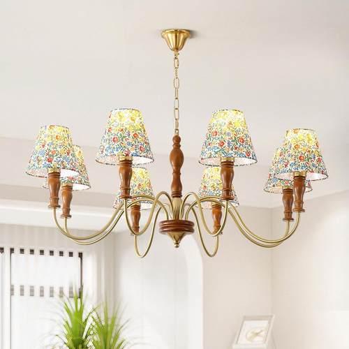 美式复古南洋风卧室书房吊灯中古设计师高级感田园风客厅实木灯具