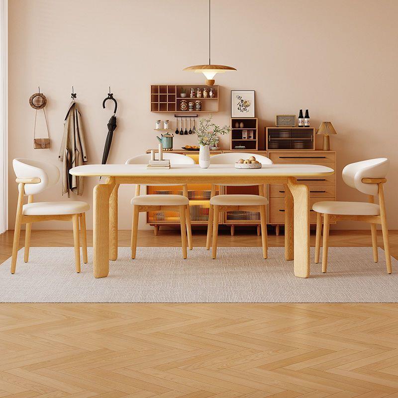 北欧小户型大象岩板餐桌椅套装家用长方形耐磨耐用岩板组合餐组合