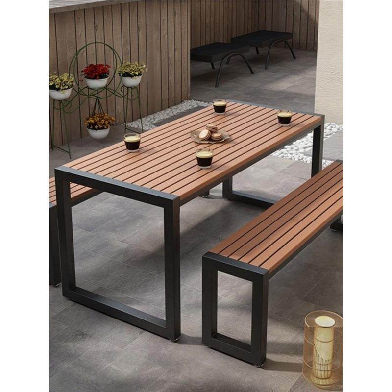 户外庭院露天桌椅组合露台花园阳台防水公园休闲铁艺塑木长桌,3C数码配件,USB灯,淘宝优惠券,粉丝福利购,淘宝优惠卷