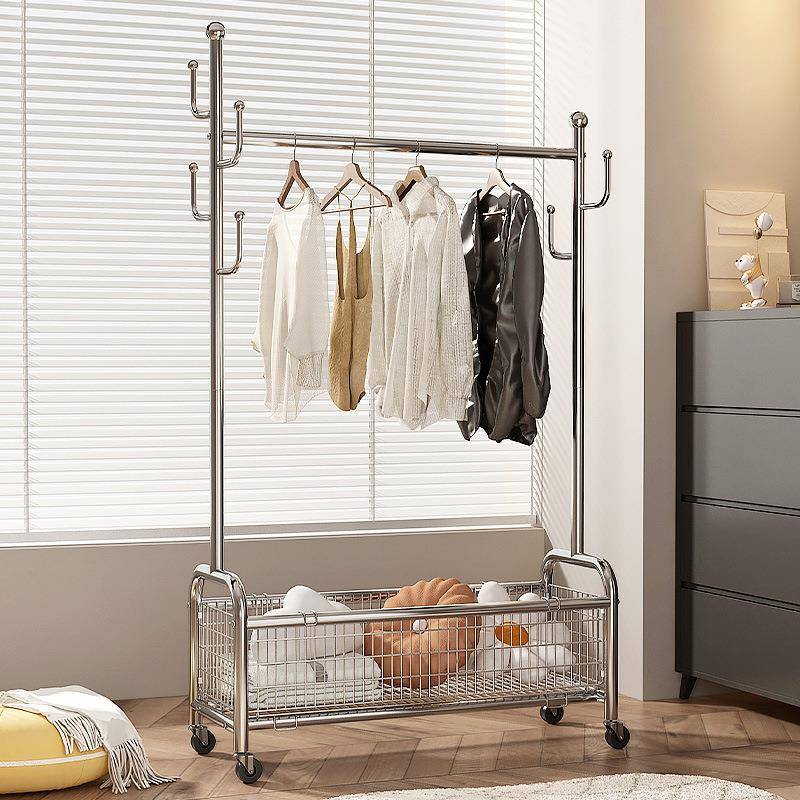 衣架落地卧室晾挂衣架转角衣帽架轻奢移动隔夜收纳衣服置物架