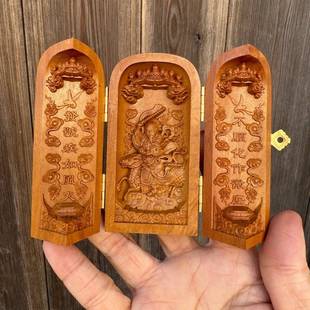 精雕枣木九天应元雷声普化天尊三开枣木雕像雷祖摆件随身神