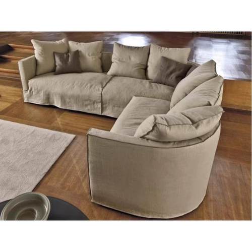 北欧简约羽绒沙发可拆洗整装棉麻沙发L型客厅转角布艺沙发布沙发