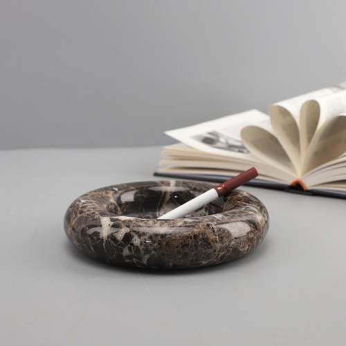 现代简约创意圆形大理石烟灰缸卧室客厅书房办公室茶几家居装饰品