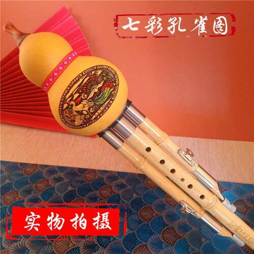 七彩孔雀天然楠竹三音葫芦丝教学演奏型C/降B调/F/G调金竹葫芦丝