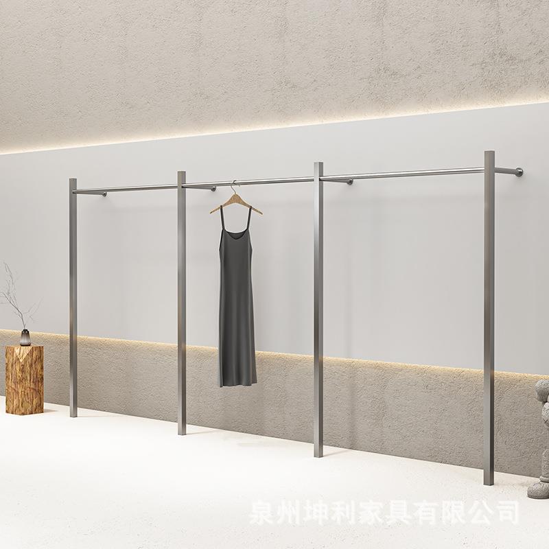 轻奢服装店展示架服装店落地壁挂式展示陈列货架上墙专用不锈钢衣