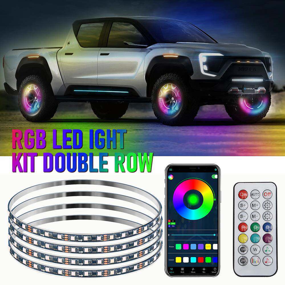 热卖汽车LED车轮灯改装越野轮毂灯炫彩流光氛围灯七彩气氛灯