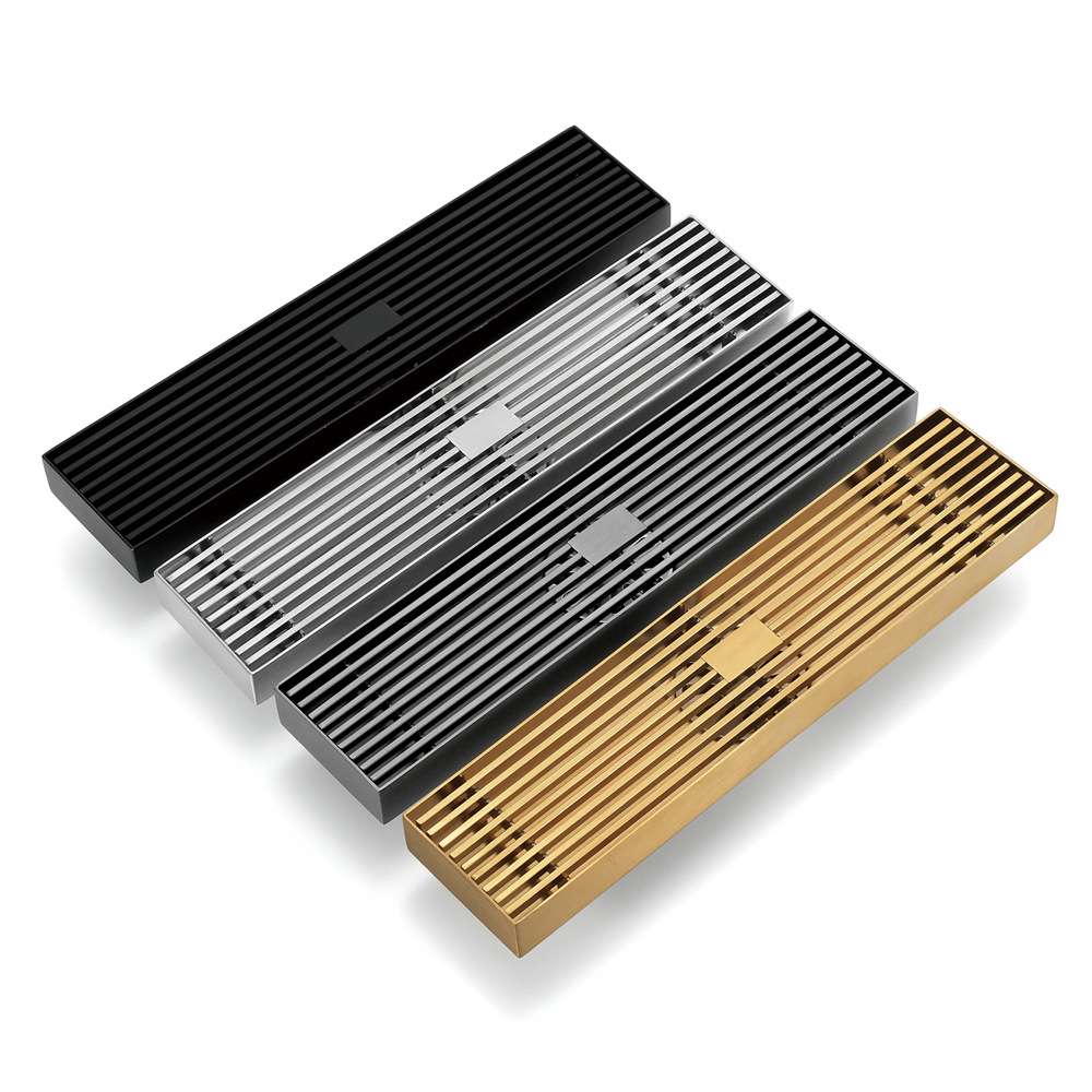 HIDEEP地漏300*68mm不锈钢配T型防臭地漏拉丝拉丝金枪灰色黑色