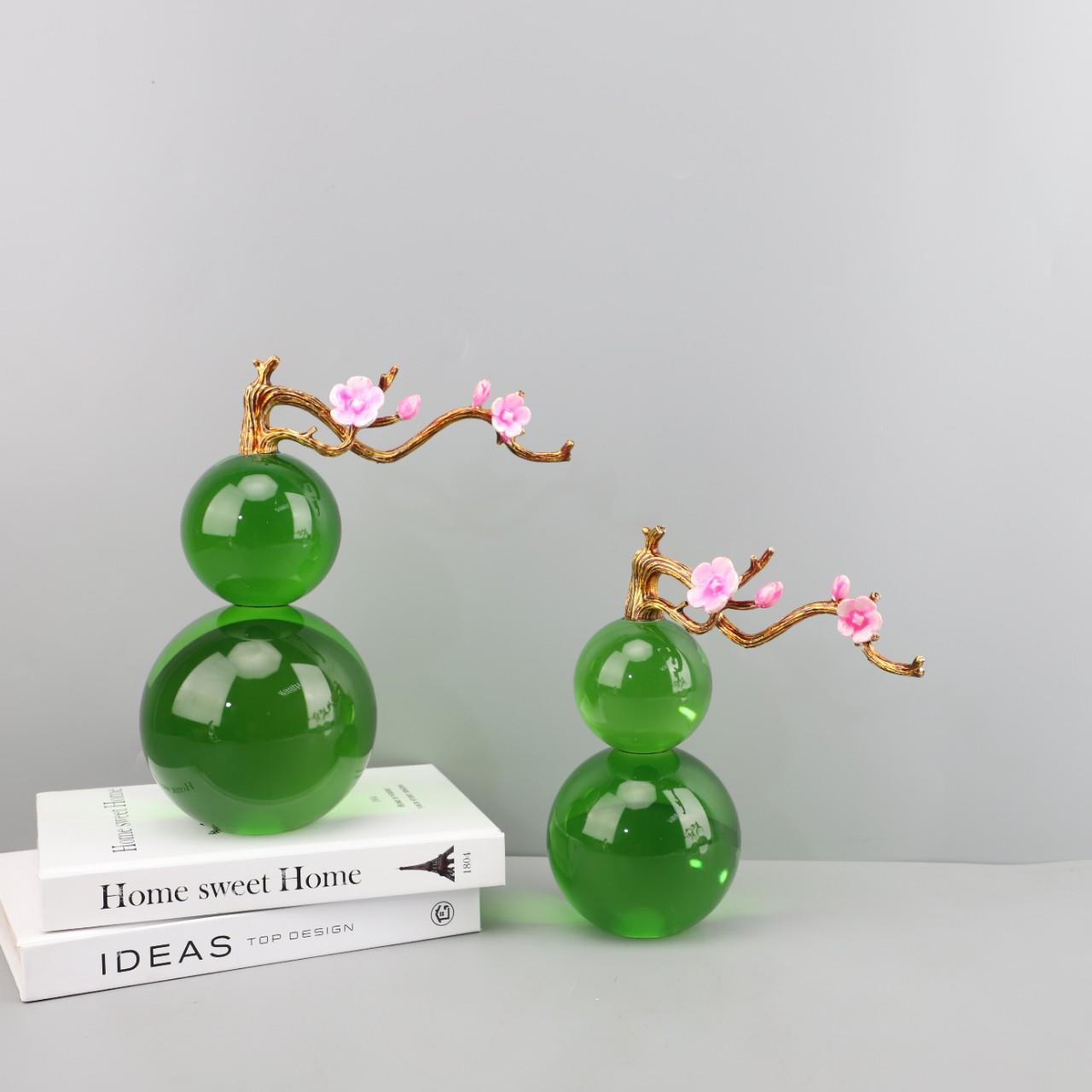 现代简约水晶葫芦艺术摆件桌面客厅书房玄关样板房办公室家居饰品