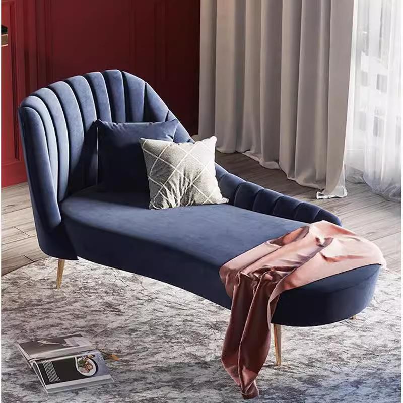 美式轻奢科技布单人贵妃椅简约现代卧室美人榻阳台休闲贵妃沙发