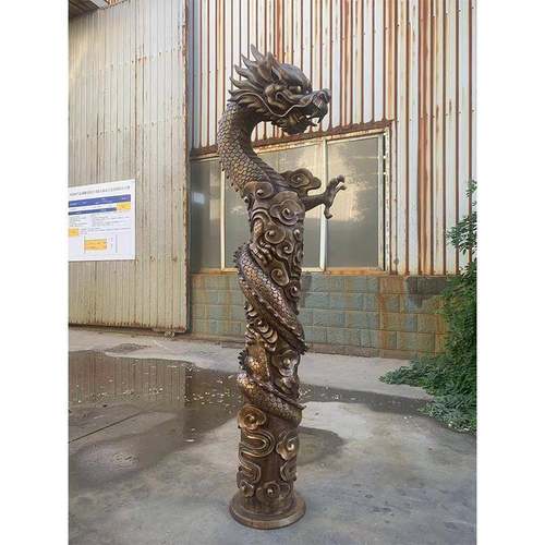 供应铸造大型盘龙铜柱广场景区铜雕龙柱摆件龙柱雕塑