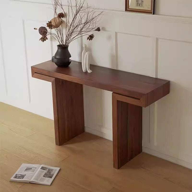 意式轻奢极简玄关桌新款客厅实木靠墙条小户型家用高端走廊端景台