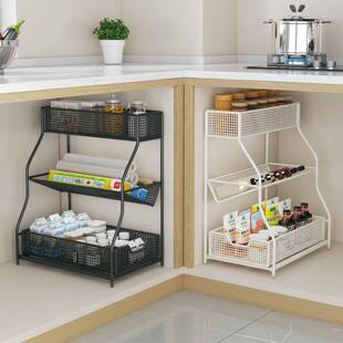厨房下水槽多层置物架调料碗碟抽拉式下水池橱柜拉篮分层收纳架子